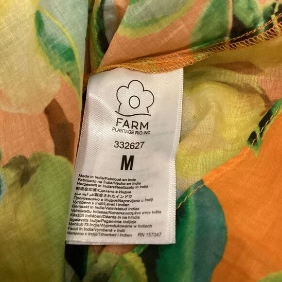NWT Farm Rio Orange Chic Pears Short Sleeve Blouse Size Medium $148 - Picture 11 of 12